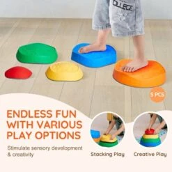 VEVOR Balance Stepping Stones For Kids, 5 PCS, Up To 220 Lbs, Non-Slip Toddlers Sensory Stepping Stones, Toys For Children Aged 3 4 5 6 7 8+ -Vevor GUEST cdfb4a89 0c5f 45cb 9c48 1eb5dce48ec9