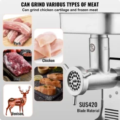VEVOR Meat Grinder, 21 Lbs/Min Capacity Electric Meat Grinders With Blade, Grinding Plate, Sausage Maker, Stainless Steel Commercial Meat Mincer -Vevor GUEST ce5fa0e1 53bd 4c47 8063 7c18357a519b