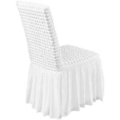 VEVOR Stretch Spandex Folding Chair Covers, Universal Fitted Chair Cover With Skirt, Removable Washable Protective Slipcovers, (4 PCS White) -Vevor GUEST ce5ff157 b7df 4327 b668 58fafe280ede