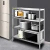 VEVOR Stainless Steel Shelving 46.8x18.5 Inch 4 Tier Adjustable Shelf Storage Unit Stainless Steel Heavy Duty Shelving, Silver