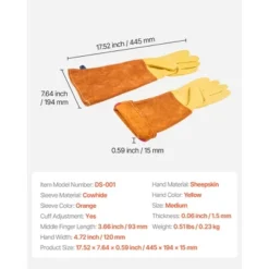 VEVOR Gardening Gloves, Thorn Proof & Puncture Resistant Garden Gloves With Elastic Cuff, 17.5 In Long-Sleeve Glove, Size M, Yellow&Orange -Vevor GUEST cfc889ba 7674 4d68 8997 30c2bca0b62e