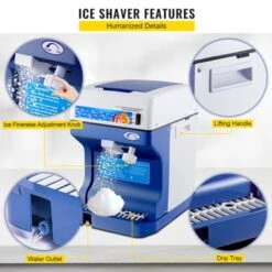 VEVOR 110V Electric Shaved Ice Machine 250W Snow Cone Maker Tabletop With Adjustable Ice Texture, Ice Shaving Machine 265LBs/hr, Blue -Vevor GUEST cffb9f9b 0b97 48bd 9fbf d66cd3277be3