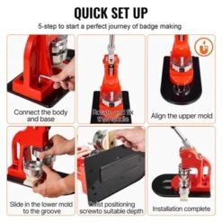 VEVOR Button Maker Machine, 58 Mm (2.25 Inch) Badge Punch Press Kit, Children DIY Gifts Pin Maker, Button Making Supplies, Orange -Vevor GUEST d018c035 4d55 416f bb59 c6e74c658f74