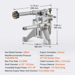 VEVOR Pressure Washer Pump, 7/8" Shaft Vertical, 3100 PSI, 2.5GPM, Replacement Power Washer Pumps Kit With 5 Nozzles, Silver 13 VEVOR Pressure Washer Pump, 7/8" Shaft Vertical, 3100 PSI, 2.5GPM, Replacement Power Washer Pumps Kit With 5 Nozzles, Silver -Vevor GUEST d069593f 8975 4fcf b8de bf33e1559345