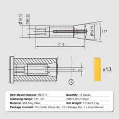 VEVOR 13 Pcs Precision R8 Collet Set, 1/8'' - 7/8'', 45# Mill Collet Chuck 0.0012"/30μm TIR With 13 Labeled Storage Boxes -Vevor GUEST d07b1e5a eec1 4c5f b8c8 61c3cf433153