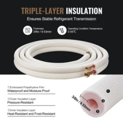 VEVOR 16FT Mini Split Line Set, 3/8" & 5/8" O.D Copper Pipes Tubing And Triple-Layer Insulation, For Air Conditioning, Black -Vevor GUEST d086e616 7c36 49db 8bc9 d9c34f00cbd4