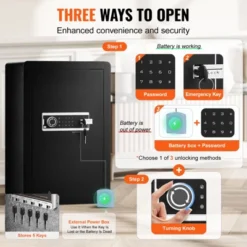 VEVOR Single Door 3.5 Cu.ft Safe Box With Key Lock & Password, Safe Lock Box With Fireproof Bag, Key Rack, And 2 Shelves For Money, Documents, Black -Vevor GUEST d0d856a3 b2f9 4b79 9aa9 1428533dfc1b