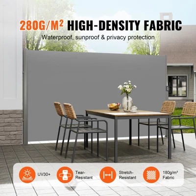 VEVOR Retractable Side Awning, 71''x 236'' Aluminum Outdoor Privacy Screen, 280g Polyester Water-proof Retractable Patio Screen, Black 2 VEVOR Retractable Side Awning, 71''x 236'' Aluminum Outdoor Privacy Screen, 280g Polyester Water-proof Retractable Patio Screen, Black - Image 2