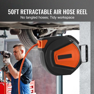 VEVOR Retractable Air Hose Reel, 3/8 IN X 50 FT Hybrid Air Hose Max 300PSI 2 VEVOR Retractable Air Hose Reel, 3/8 IN X 50 FT Hybrid Air Hose Max 300PSI - Image 2