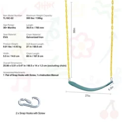 VEVOR 2-Pack Swing Seats, With 66 Inch Coated Chains And Snap Hooks, Support 300 Lbs Swings Replacement For Outdoor Swing Set, Green 14 VEVOR 2-Pack Swing Seats, With 66 Inch Coated Chains And Snap Hooks, Support 300 Lbs Swings Replacement For Outdoor Swing Set, Green -Vevor GUEST d15e63e9 86e3 4b8a b0b1 008ca9b810da