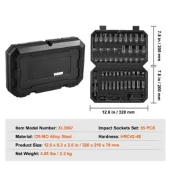VEVOR Drive Impact Socket Set 1/4" - 55 Piece Deep & Shallow Socket Set SAE 5/32"-9/16" And Metric 4-15mm - 6 Point CR-V Alloy Steel,BLACK -Vevor GUEST d17ccd52 ca7d 42dd 9681 62192e5b65db