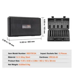 VEVOR 1/2" Drive Impact Socket Set, 13 Piece Deep Socket Set Metric 10-24mm, 6 Point CR-V Alloy Steel For Auto Repair, Easy-to-Read Size Markings 14 VEVOR 1/2" Drive Impact Socket Set, 13 Piece Deep Socket Set Metric 10-24mm, 6 Point CR-V Alloy Steel For Auto Repair, Easy-to-Read Size Markings -Vevor GUEST d18f6339 58e9 4969 9aee c49bcc7eed36