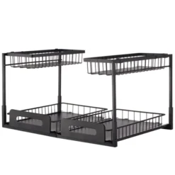 VEVOR 2 Tier Pull Out Cabinet Organizer(10.7"W X 14.2"D ), Under Sink Organizer And Storage, Slide Out Drawer Cabinet Organizer, Black -Vevor GUEST d19e8f1d 0eb5 4231 9ddb f5a07191832a