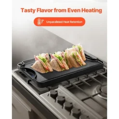 VEVOR Reversible Grill/Griddle, 14x8.5 Inch Pre-Seasoned Cast Iron Griddle, Portable Rectangular Pan With Handle, Family Cookware, Black 13 VEVOR Reversible Grill/Griddle, 14x8.5 Inch Pre-Seasoned Cast Iron Griddle, Portable Rectangular Pan With Handle, Family Cookware, Black -Vevor GUEST d1d3398a 713d 4169 b7db fb3a32d064ae