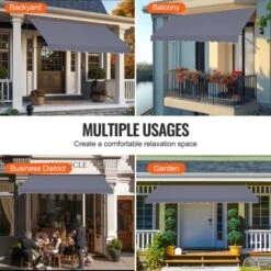 VEVOR 157 X 47" Patio Awning Retractable, Awning Sunshade Shelter With Manual Crank Handle, Adjustable Height From 86 To 122 In, Dark Gray -Vevor GUEST d1f33071 ff21 4946 83a3 fce8ebb9fc70