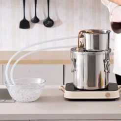 VEVOR Alcohol Still, 3 Gal / 11.4 L Stainless Steel Water Alcohol Distiller With Copper Coil, Home Brewing Refining Fermentation Kit, Silver