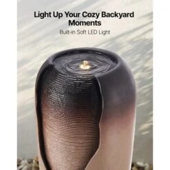 VEVOR Outdoor Water Fountain, 30.71 In Height Fountain And Waterfall, 1-Tier Floor Standing Glazed Jar Style Fountains With Light And Pump, Beige -Vevor GUEST d254bab0 eb42 4ebc 8a9b d602fbbaa106