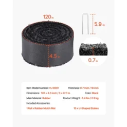 VEVOR Rubber Mulch For Landscaping, Recycled Rubber Mulch Mat 120 X 4.5 In,Permanent Rubber Pathway, Natural-Looking Black Mulch Garden Edging Border -Vevor GUEST d2c2fa98 6294 47b0 b273 912769877c72