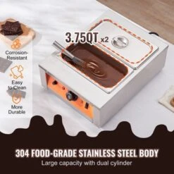 VEVOR Chocolate Tempering Machine, 17.6 Lbs 2 Tanks Chocolate Melting Pot TEMP Control 86~185℉,1500W Stainless Steel Electric Commercial Food Warmer -Vevor GUEST d33caca1 fa39 461e ba4c 082a2ad814ae