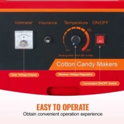 VEVOR Electric Cotton Candy Machine With Cart, 1000W Commercial Candy Floss Maker With Stainless Steel Bowl, Sugar Scoop And Drawer,Red -Vevor GUEST d33fade6 ac2b 433f 8c84 65512a155797