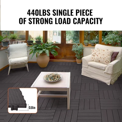 VEVOR Interlocking Deck Tiles, 54 Pack,11.6"x11.6" 54 Sq. Ft Plastic Waterproof Outdoor Flooring All Weather Use, Patio Floor Decking Covering Tiles 3 VEVOR Interlocking Deck Tiles, 54 Pack,11.6"x11.6" 54 Sq. Ft Plastic Waterproof Outdoor Flooring All Weather Use, Patio Floor Decking Covering Tiles - Image 3