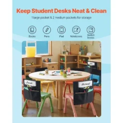 VEVOR Chair Pockets For Classroom, 12 Pack, 17 X 19 Inches Chairback Buddy Pocket With Name Tag, Back Of Chair Organizer, Black -Vevor GUEST d374c840 ef50 416a 8561 6ceb78c97991