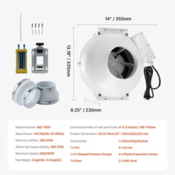 VEVOR 6 To 4.5 Inch Radon Fan Installation Kit, Quiet 380CFM Radon Mitigation Fan System Kit With 2 Couplers, Pressure Indicator, White -Vevor GUEST d47b386c 8861 4b9e 8c83 57e14b7b2566