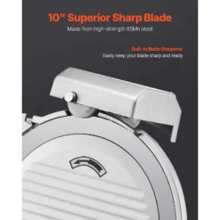 VEVOR Commercial Meat Slicer, 10 Inch Electric Deli Food Slicer, 180W Meat Cutter With A Premium 65Mn Blade, 0-0.4 Inch Adjustable Thickness, Silver -Vevor GUEST d4887d0d 7632 4a53 ae13 a550553b23f1