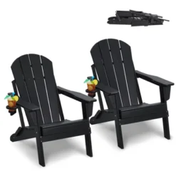 VEVOR Adirondack Chair Plastic, Set Of 2 All-Weather Portable Folding Fire Pit Chair, Outdoor Adirondack Patio Chair With Cup Holder -Vevor GUEST d4aa8a23 1516 4d32 aaa7 7f67a1f8f6bc
