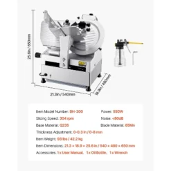 VEVOR Automatic Meat Slicer, 180W + 370W Deli Slicer With A 12 Inch Premium 65Mn Blade, 0-0.3 Inch Adjustable Thickness, Silver -Vevor GUEST d4c4022a 9142 4943 8e3c c610ce8c0f66