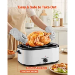 VEVOR Roaster Oven, 26QT Electric Roasting Pan, 150-450℉ Adjustable Temperature Fast-Cooking Turkey Roaster, Fits 30lb Turkey, White -Vevor GUEST d5082970 ea54 43ec 9b43 adbde1cc496c