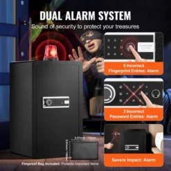 VEVOR Single Door 4.0 Cu.ft Safe Box With Key Lock, Password & Fingerprint, Safe Lock Box With Fireproof Bag, Key Rack, And 2 Shelves, Black -Vevor GUEST d57fb225 c3ae 4d65 8aa5 0a4b5497146e