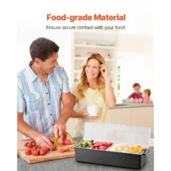 VEVOR Chilled Condiment Server, 4 Compartment Ice Cooled Condiment Serving Container, Chilled Garnish Tray Bar Caddy With Lid, Black -Vevor GUEST d585174c c9c7 45b6 b1b0 d98c0aec5e3d