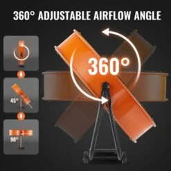 VEVOR Drum Fan, 24 Inch High Velocity Industrial Shop Fan, Heavy Duty Commercial Use 3-Speed 8600CFM, 360°Adjustable Tilting Floor Fan, Orange -Vevor GUEST d5937150 08b4 4692 be75 a7f05969d76a