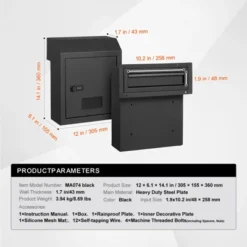 VEVOR Through The Door Key Drop Box, Heavy Duty Steel Through The Door Mailbox With 12" Combination Lock, Mail Drop Box, Black 14 VEVOR Through The Door Key Drop Box, Heavy Duty Steel Through The Door Mailbox With 12" Combination Lock, Mail Drop Box, Black -Vevor GUEST d60b5156 6f45 4cb8 b7d1 be6078cc82be