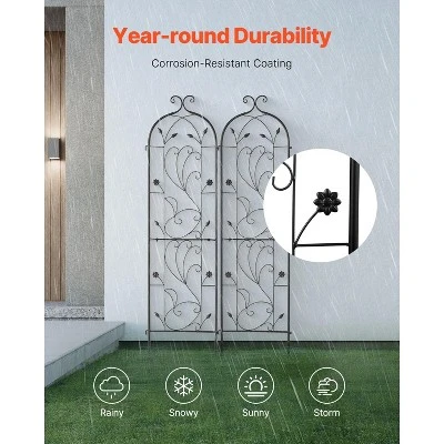 VEVOR Garden Trellis For Climbing Plants, 60 X 15 In, 2 Packs Rustproof Metal Garden Flower Trellis, Outdoor Climbing Rose Trellis Cucumbers Support 4 VEVOR Garden Trellis For Climbing Plants, 60 X 15 In, 2 Packs Rustproof Metal Garden Flower Trellis, Outdoor Climbing Rose Trellis Cucumbers Support - Image 4
