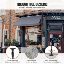 VEVOR 138 X 47" Patio Awning Retractable, Awning Sunshade Shelter With Manual Crank Handle, Outdoor Patio Canopy Sunsetter Deck, Dark Gray -Vevor GUEST d65e98be 6132 4343 b2bd c0d512778106