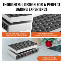 VEVOR Mini Dutch Pancake Maker, 50PCS 43mm Diameter Dorayaki Baker Machine, 1700W Commercial Electric Poffertjes Grill, Non-stick Stainless Steel -Vevor GUEST d662dfe4 bd47 4d6a a22c 816b472fbe3f