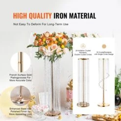 VEVOR 10PCS 35.43inchTall Crystal Wedding Flowers Stand,Luxurious Centerpieces Flower Vases Crystal Gold Vase Metal,Perfect For T-stage Wedding Party -Vevor GUEST d66eb317 53c1 44da 9433 5cab265e204f 1