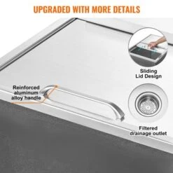 VEVOR Drop In Ice Chest, 27"L X 18"W X 21"H Stainless Steel Ice Cooler, Commercial Ice Bin With Sliding Cover, 40.9 Qt Outdoor Kitchen Ice Bar -Vevor GUEST d6992f7c 5ba3 47eb 90f4 2ed68d1229ec