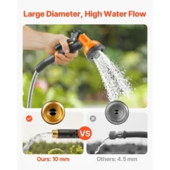 VEVOR Metal Garden Hose 50 Ft, Rust Proof Stainless Steel Water Hose, Heavy Duty Backyard Hose With 10 Function Nozzle, Silver -Vevor GUEST d6c22e9f c7c9 4b34 8176 95532fc97c3a 4
