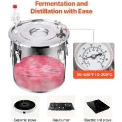 VEVOR Alcohol Still, 8 Gal / 30 L Stainless Steel Water Alcohol Distiller With Copper Coil For Fast Cooling, Dual Condenser Distiller Kit, Silver -Vevor GUEST d6cc77a2 e529 486a 8952 e425d19c1342