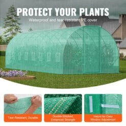 VEVOR Walk-in Tunnel Greenhouse, 27.4x9.5x7.4 Ft Hoop House Greenhouse With Galvanized Steel Frame, PE Cover, Swing Door And 16 Roll-up Windows -Vevor GUEST d71253fc 96cd 49f7 8164 442ce0a52624