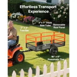 VEVOR Garden Utility Trailer, 22 Cu. Ft. & 1600lbs, ATV UTV Trailer, Tow Behind Steel Dump Trailers, Removable Rear Panel, Black -Vevor GUEST d794d8a0 38fa 4453 af64 93a9d5a8d86c