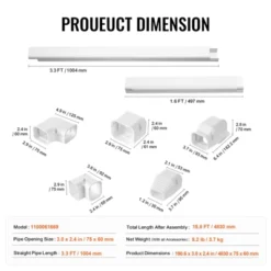 VEVOR Mini Split Line Set Cover 3-inch W 15.8Ft L, PVC Decorative Pipe Line Cover For Air Conditioner With 4 Straight Ducts, White 13 VEVOR Mini Split Line Set Cover 3-inch W 15.8Ft L, PVC Decorative Pipe Line Cover For Air Conditioner With 4 Straight Ducts, White -Vevor GUEST d7bc426c 55fd 494a ae02 345f9f604e24