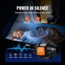 VEVOR Inline Duct Fan, 4-Inch 200 CFM With Variable Speed Controller, Quiet AC-motor Ventilation Exhaust Fan For Cooling Booster, Black -Vevor GUEST d7f81b1d fae4 4120 bc6f 554ba7c2c389