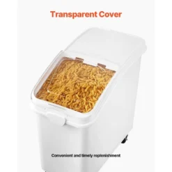 VEVOR Rice Storage Container, 27Gallon/100L Capacity Large Dog Food Dispenser Bin, Kitchen Ingredient Grain Cereal Flour Bin, 1 Pack, White -Vevor GUEST d8091dbc b379 480d a9fc e1e3d101b7a7