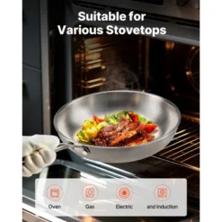 VEVOR Tri-Ply Stainless Steel Frying Pan, 3 Pcs Set (8, 10, 12 In), Cooking Skillet With Heat-Resistant Handle, Silver -Vevor GUEST d8148811 b54f 430c ad1d bb294770c2d9