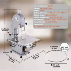 VEVOR Electric Meat Bandsaw, 1500W Stainless Steel Countertop Bone Sawing Machine, Workbeach 19.3" X 15", 0.16-7.9 Inch Cutting Thickness, Silver -Vevor GUEST d833e92c 997c 43a7 bfed 3d6fe3ca9fce