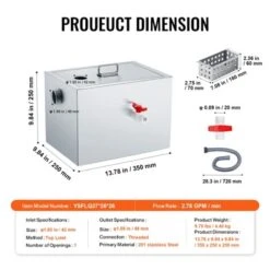 VEVOR Commercial Grease Trap, 8 LBS Grease Interceptor, Top Inlet Interceptor, Stainless Steel Grease Trap, 2.8 GPM Waste Water Oil-water Separator -Vevor GUEST d85e81a4 6591 4f4e 8b47 5cba460424a9